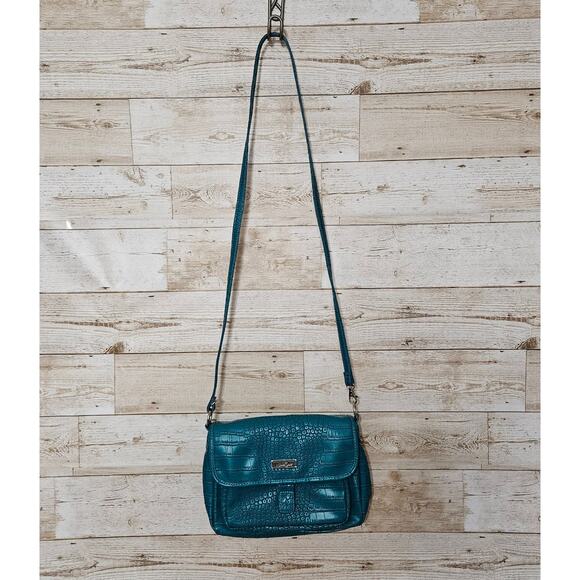 NEW MultiSac Croc Purse Strap Teal Turquoise Crossbody Embossed Blue Handbag NWT - Picture 5 of 16